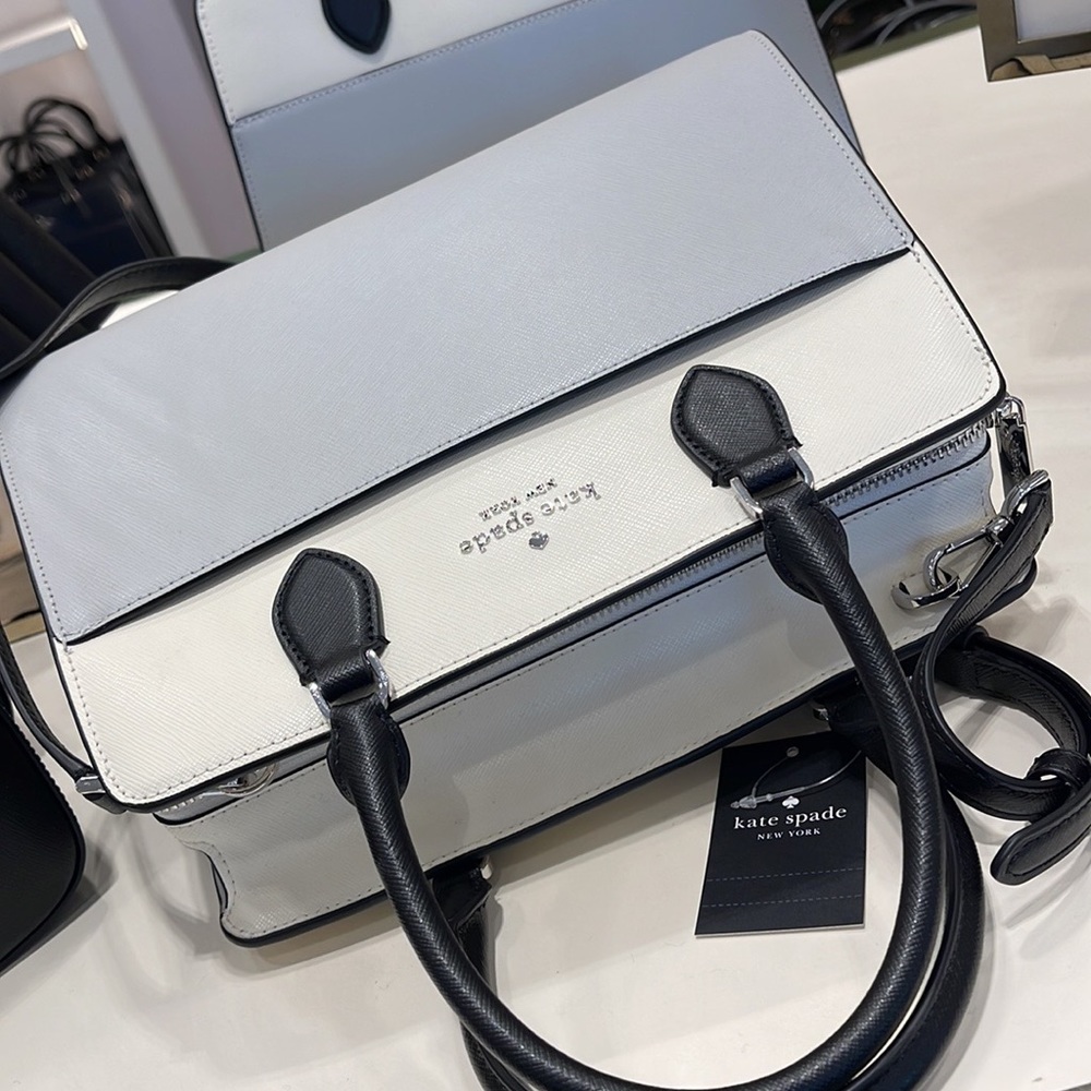 Kate Spade Madison Safiano Leather Medium Satchel Handbag 
Platinum Gray 

NWT - Picture 13 of 16